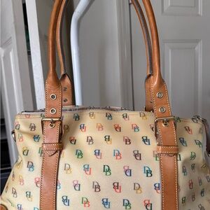 Dooney & Bourke Tan Multicolor Logo Shoulder Bag